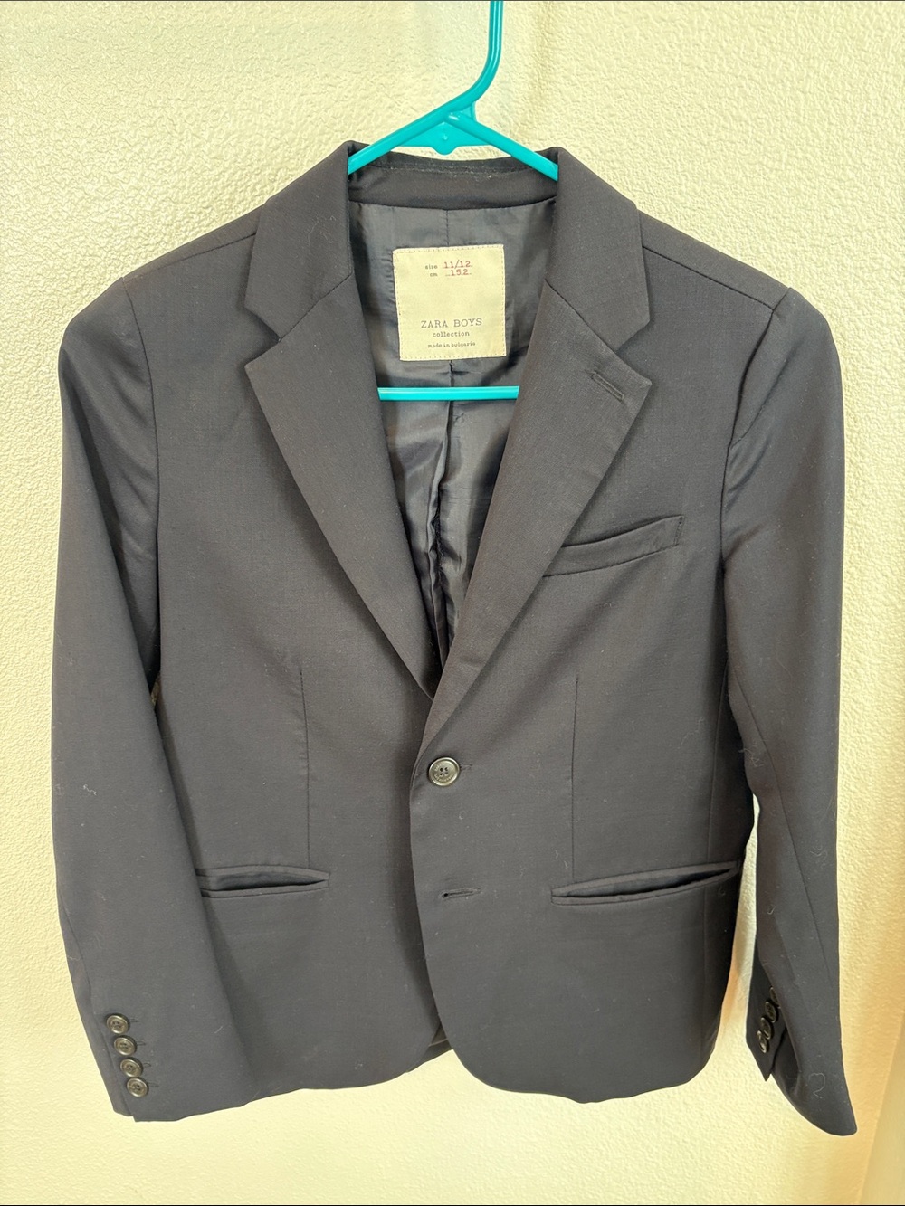 Zara Boys Black Single-Button Notch Lapel Blazer